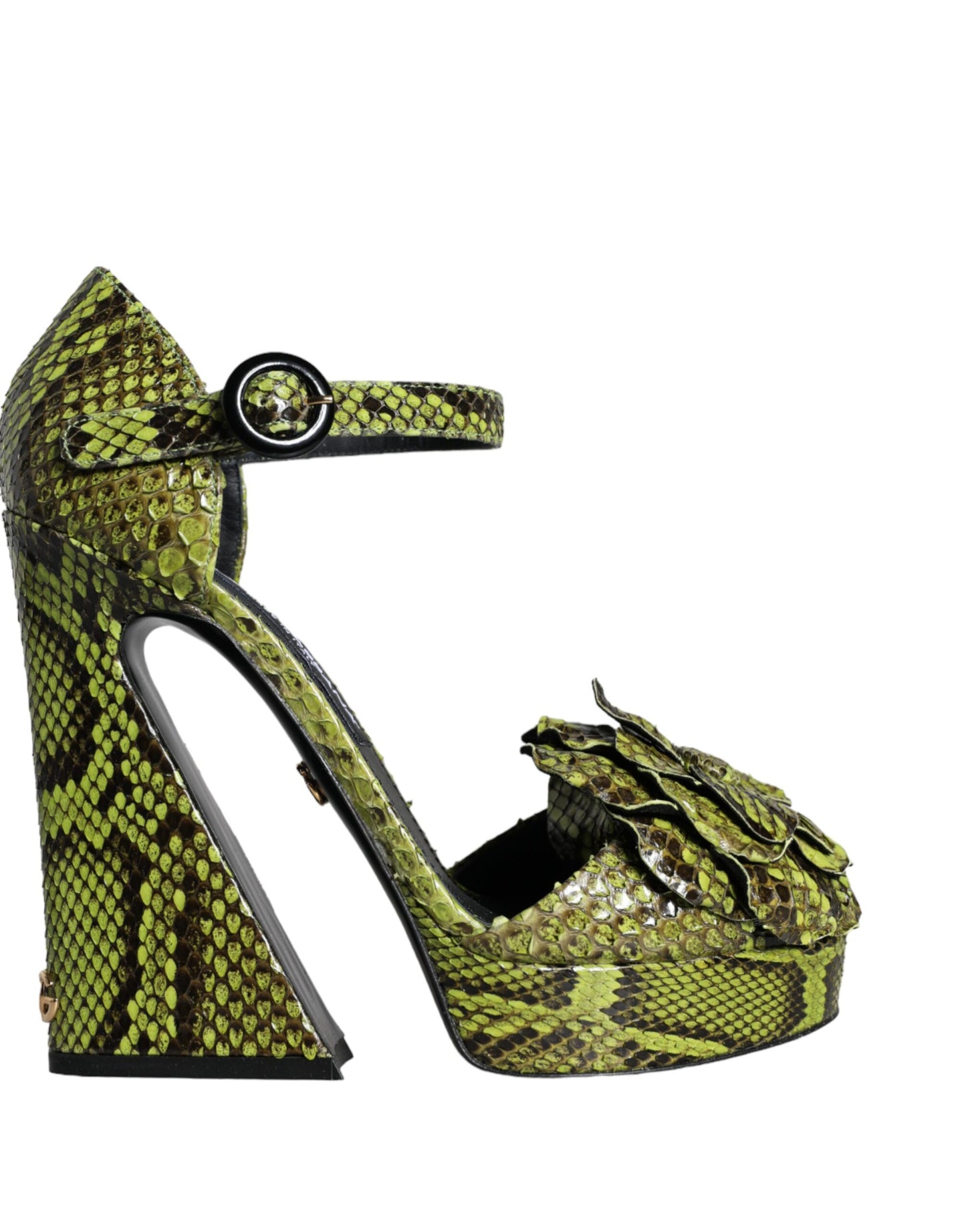 Dolce & Gabbana Green Exotic Leather Ankle Strap Heels Sandals Shoes