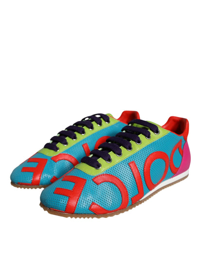 Dolce & Gabbana Multicolor Leather Logo Casual Sneakers Shoes