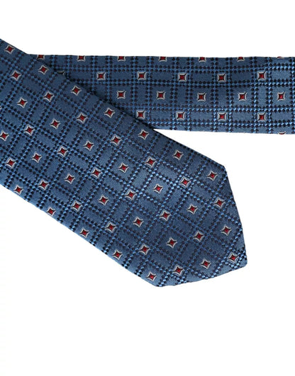 Dolce & Gabbana Blue Patterned 100% Silk Adjustable Men Tie