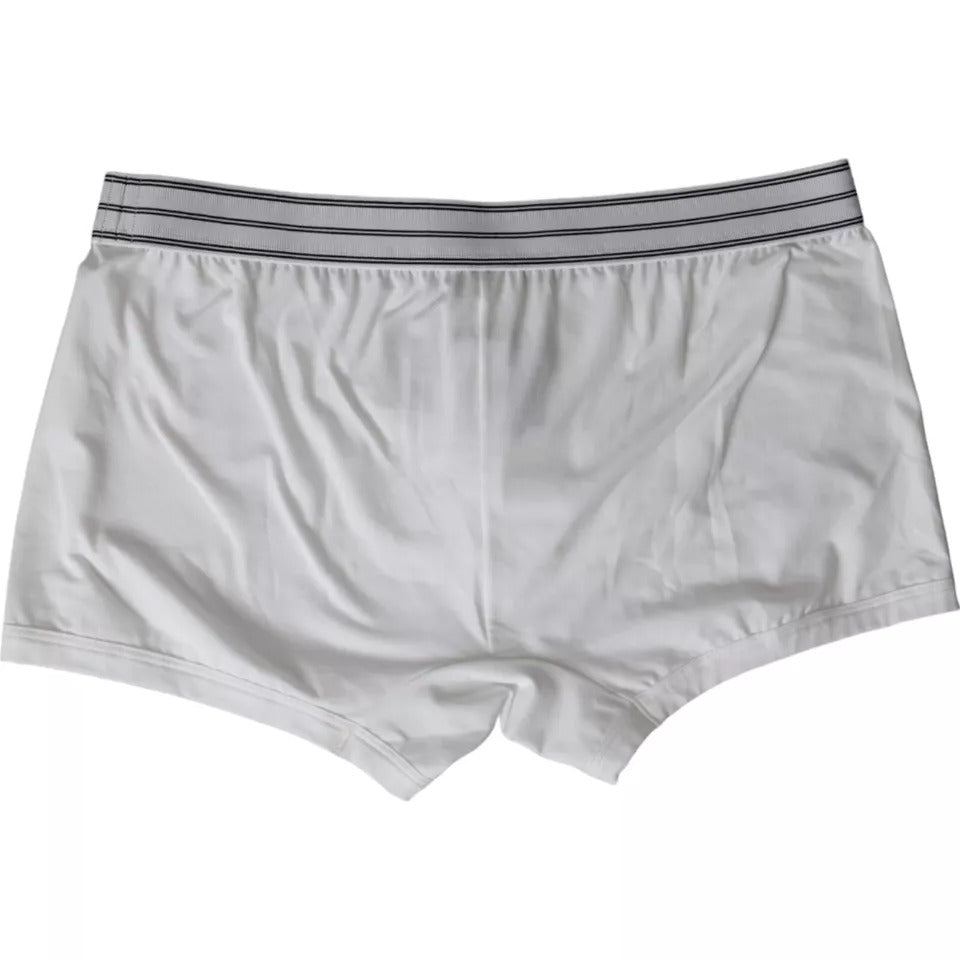 Dolce & Gabbana White Cotton Blend Regular Boxer Shorts Underwear