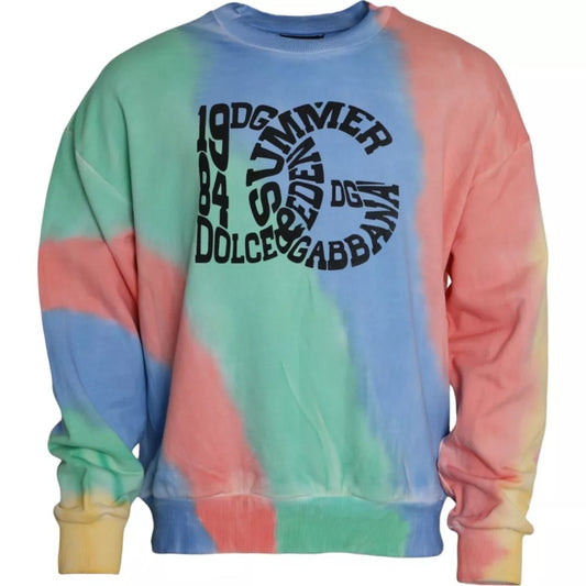 Dolce & Gabbana Multicolor Logo Cotton Crew Neck Pullover Sweater