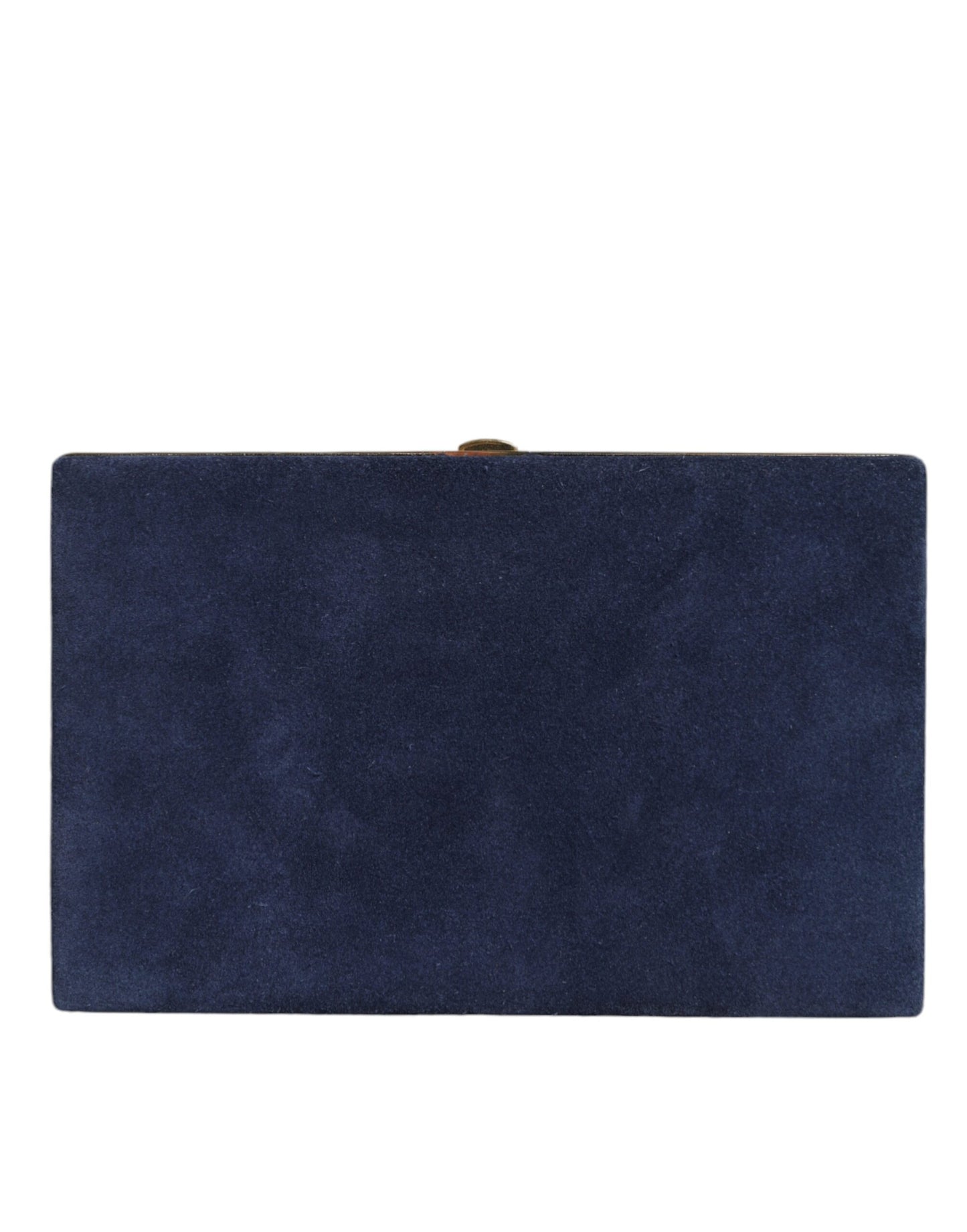 Dolce & Gabbana Blue Suede Gold Frame Clutch Evening Party Purse Bag