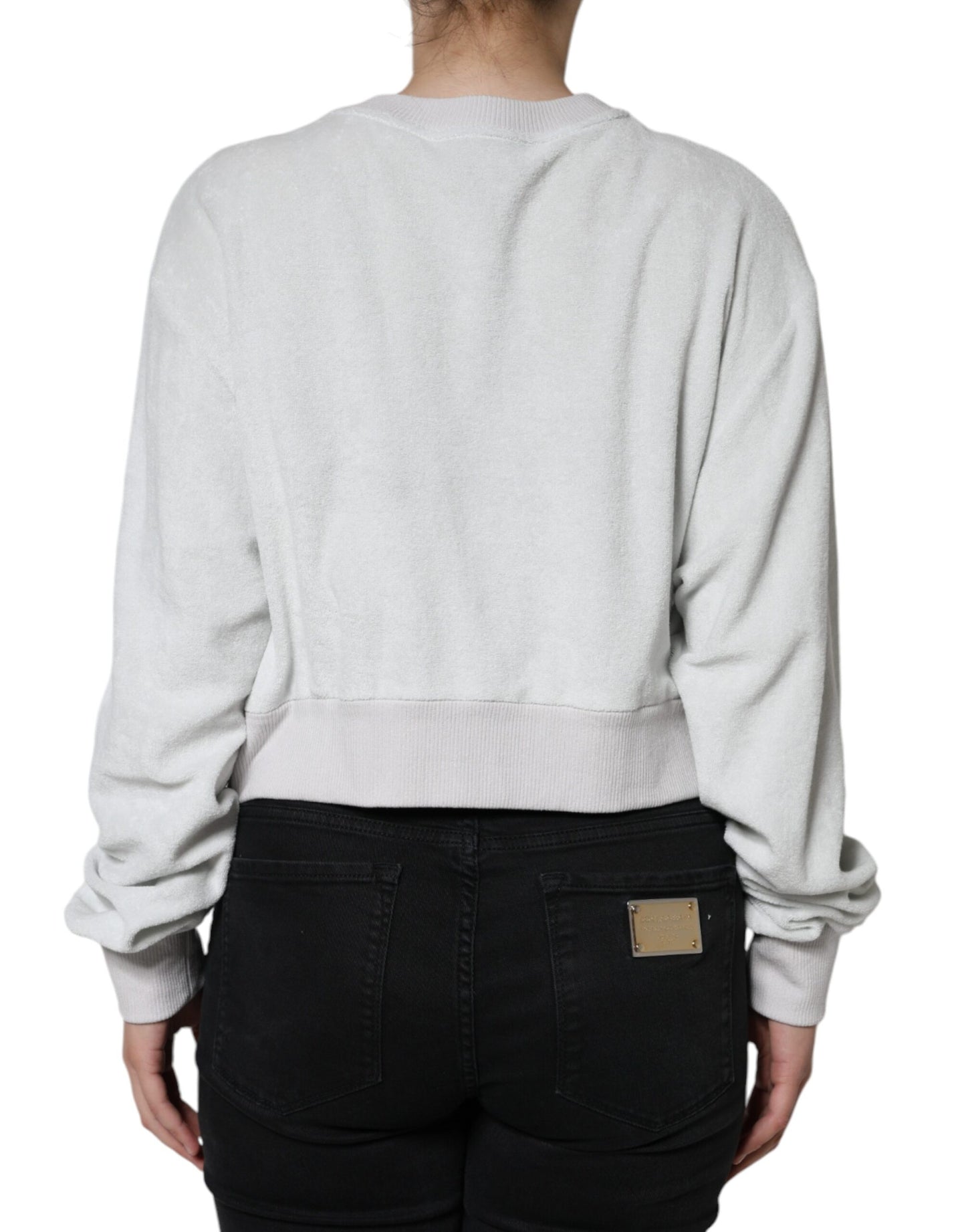 Dolce & Gabbana White Nylon Stretch Crew Neck Pullover Sweater