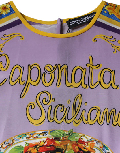 Dolce & Gabbana Purple Silk Caponata Siciliana Print Tank Top