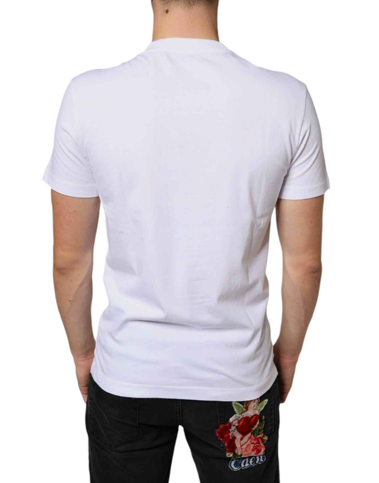 Dolce & Gabbana White Cotton DG Applique Casual T-shirt