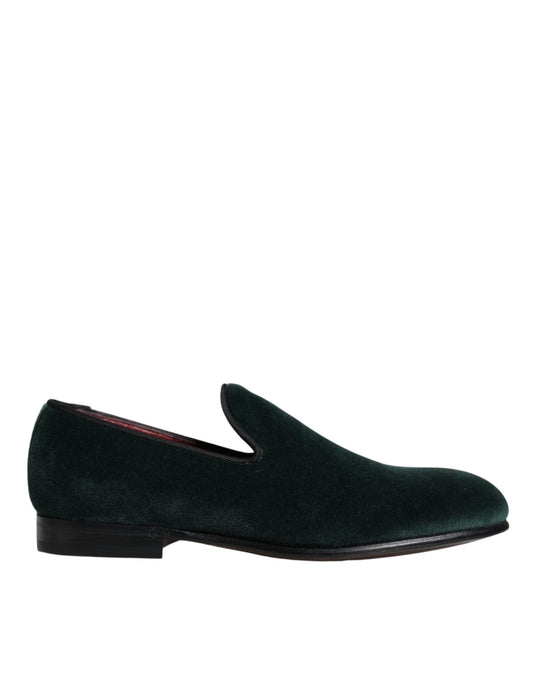 Dolce & Gabbana Green Velvet Slip On Loafers Flats Shoes