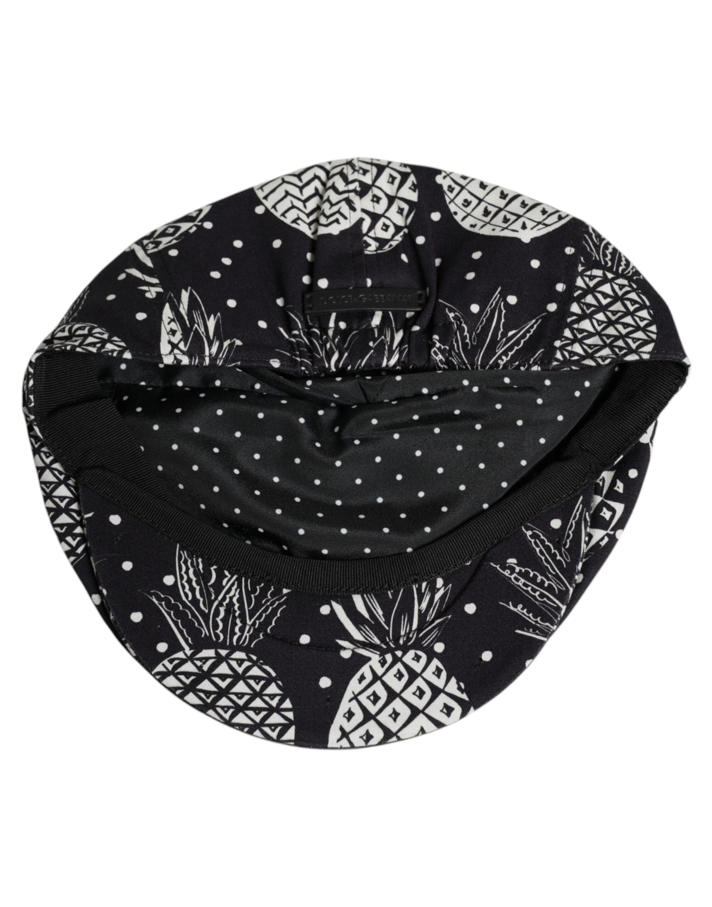 Dolce & Gabbana Black White Pineapple Print Newsboy Cap Hat