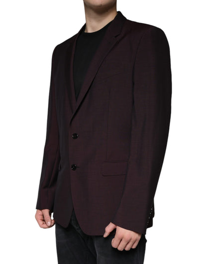 Dolce & Gabbana Bordeaux Wool Single Breasted Dress Blazer