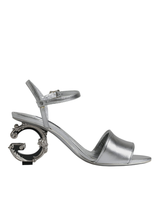 Dolce & Gabbana Silver KEIRA Heels Ankle Strap Sandals Shoes