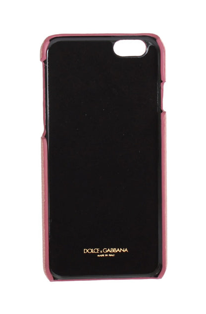 Dolce & Gabbana Chic Pink Leather Heart-Embellished Phone Cover