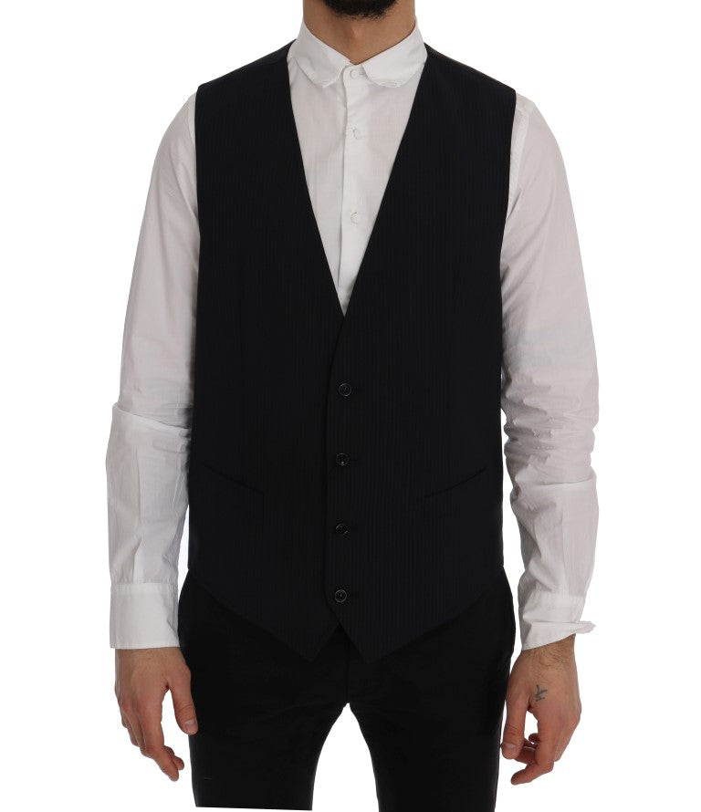 Dolce & Gabbana Sleek Striped Wool Blend Waistcoat Vest