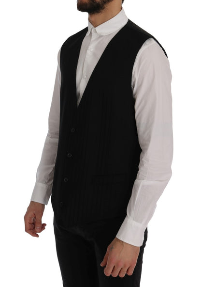 Dolce & Gabbana Elegant Striped Wool Blend Waistcoat Vest