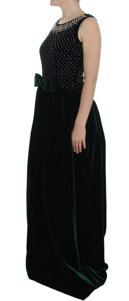 Dolce & Gabbana Enchanted Emerald Velvet Crystal Maxi Dress