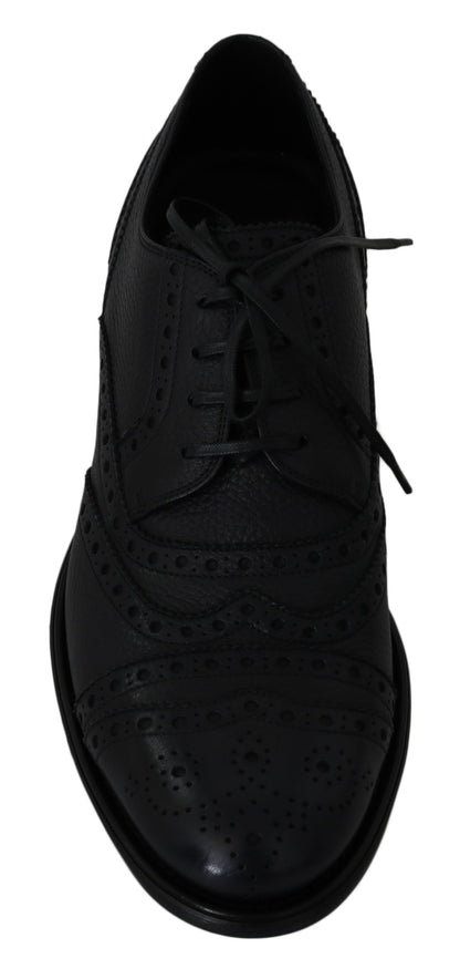 Dolce & Gabbana Elegant Dark Blue Wingtip Derby Dress Shoes